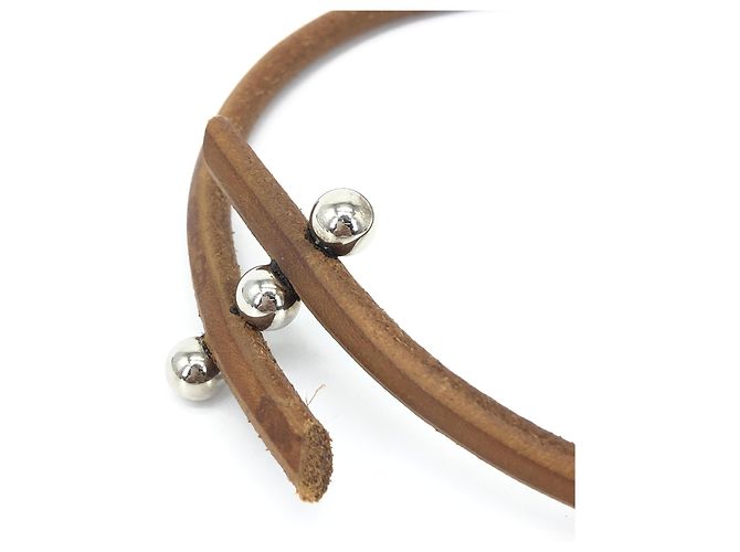 Hermès Choker Hermes Tournis in pelle Tournis Marrone - vista 7