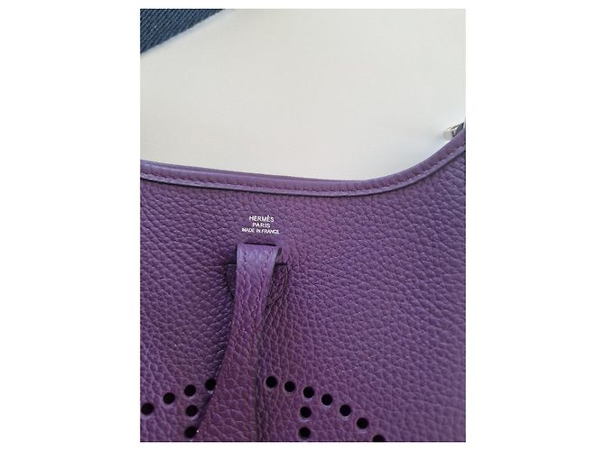 Hermès Evelyne TPM Borsa a Tracolla in Pelle Granulata Violet Porpora - vista 6