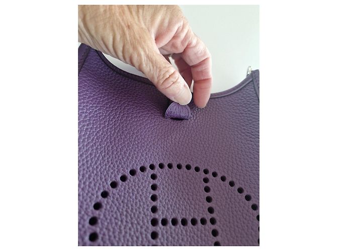 Hermès Evelyne TPM Borsa a Tracolla in Pelle Granulata Violet Porpora - vista 7