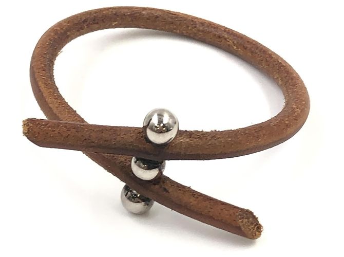 Hermès Pulseira Lock Hermes em couro e metal Marrom - vista 2