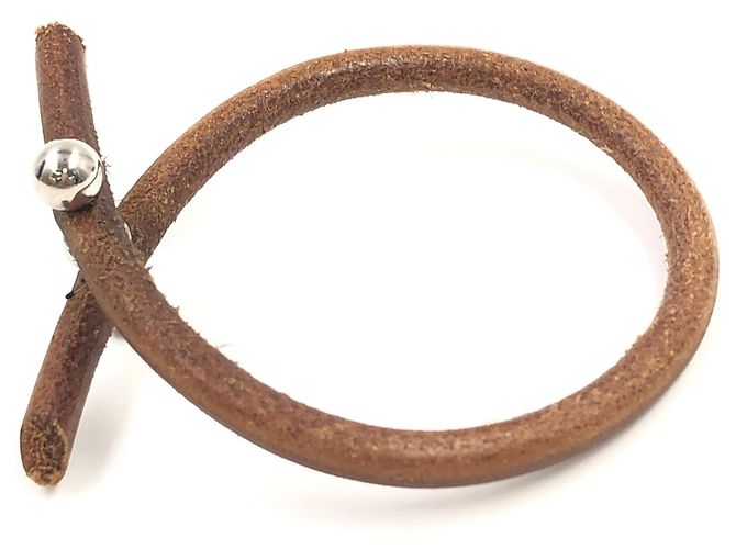 Hermès Pulseira Lock Hermes em couro e metal Marrom - vista 3