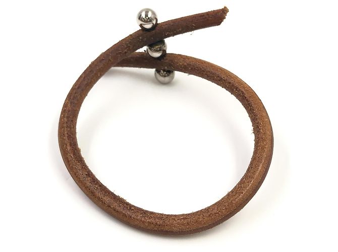 Hermès Pulseira Lock Hermes em couro e metal Marrom - vista 4