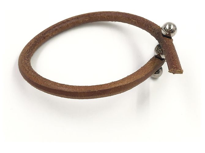 Hermès Pulseira Lock Hermes em couro e metal Marrom - vista 5