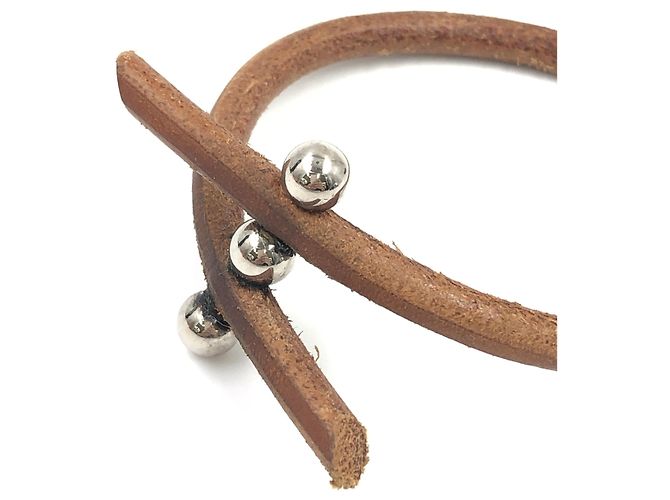 Hermès Pulseira Lock Hermes em couro e metal Marrom - vista 6