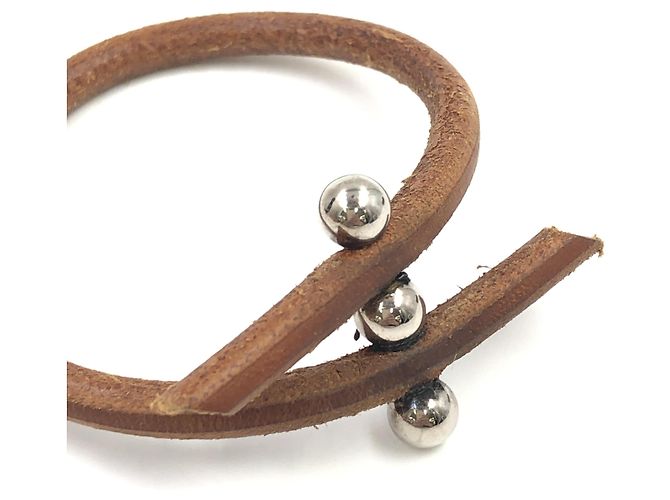 Hermès Pulseira Lock Hermes em couro e metal Marrom - vista 7