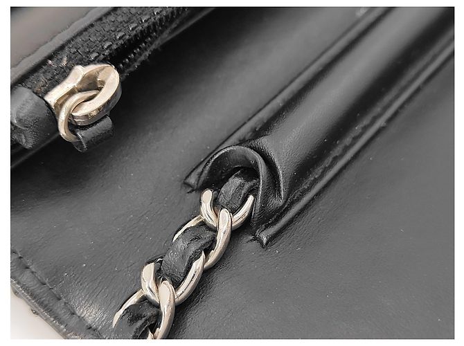 Chanel Wallet on Chain gestepptes Lackleder medium Schwarz - Ansicht 5