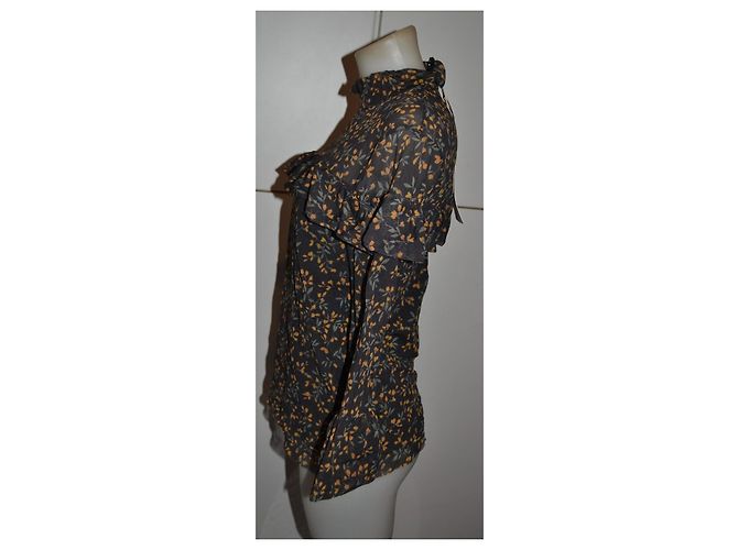 Ganni langärmelige Bluse mit Blumenprint Schwarz - Ansicht 3