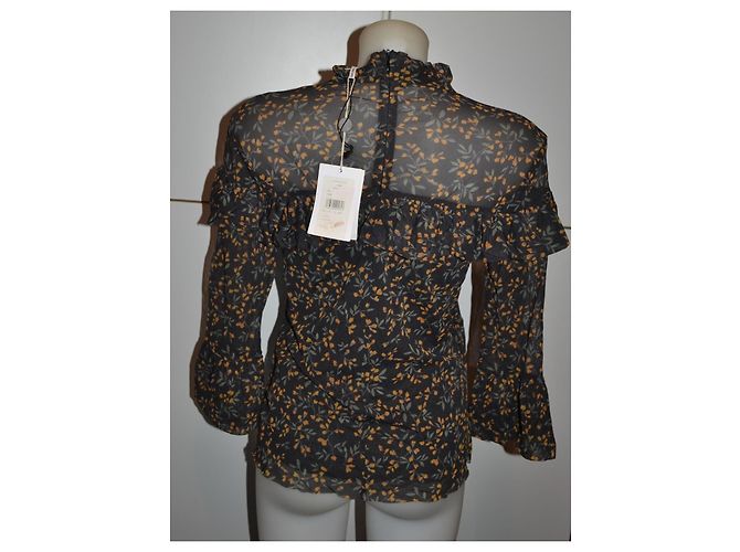 Ganni langärmelige Bluse mit Blumenprint Schwarz - Ansicht 4