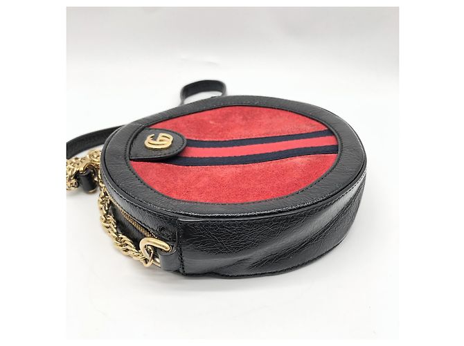 Gucci Ophidia Mini Borsa a Tracolla in Scamosciato e Pelle Rosso - vista 6