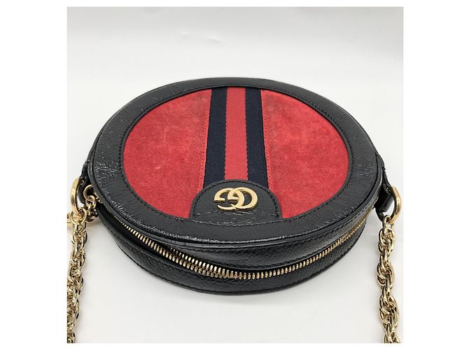 Gucci Ophidia Mini Borsa a Tracolla in Scamosciato e Pelle Rosso - vista 7