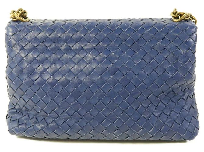 Bottega Veneta Olimpia Intrecciato Microstuds Lambskin Small Bleu - vue 2