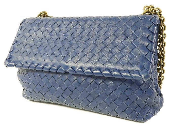 Bottega Veneta Olimpia Intrecciato Microstuds Lambskin Small Bleu - vue 6