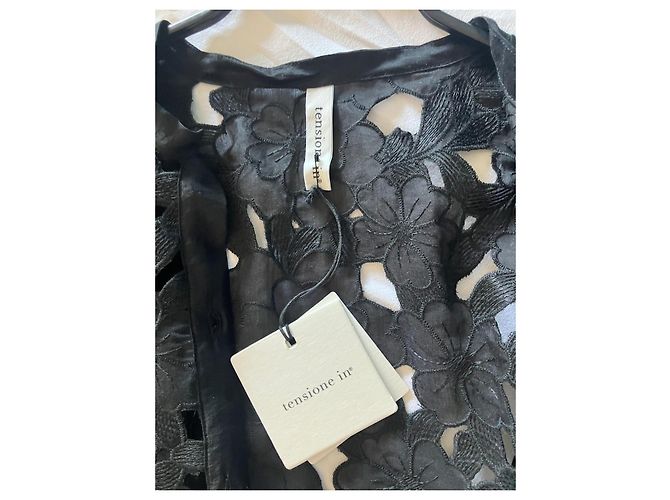 Autre Marque Camicia Tensione In nera in pizzo floreale Nero - vista 3