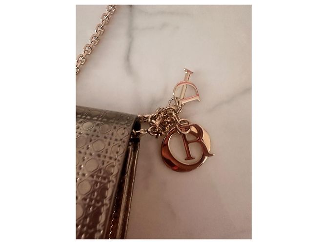 Christian Dior Microcannage Wallet on Chain Pochette Oro D'oro - vista 10