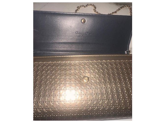 Christian Dior Microcannage Wallet on Chain Pochette Oro D'oro - vista 6