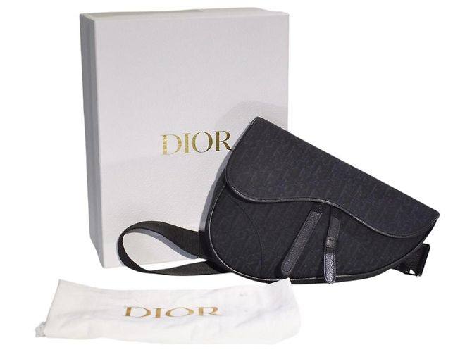 Borsa a tracolla CHRISTIAN DIOR in jacquard Oblique nero con scatola - vista 2