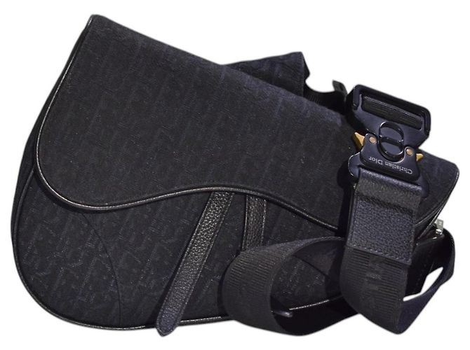 Borsa a tracolla CHRISTIAN DIOR in jacquard Oblique nero con scatola - vista 5