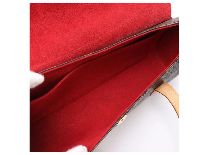 Slender Borsa Louis Vuitton Sonatine in tela Monogram marrone M51902 Rosso - vista 12