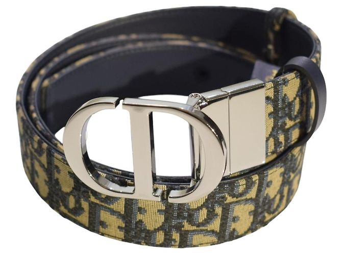 Christian Dior DIOR 30 Montaigne Gürtel Blue Oblique Jacquard Leather 95 38 mit BOX Braun Monogramm - Ansicht 4