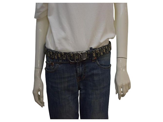 Christian Dior DIOR 30 Montaigne Gürtel Blue Oblique Jacquard Leather 95 38 mit BOX Braun Monogramm - Ansicht 6