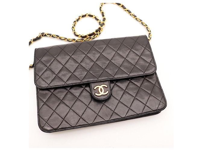 Borsa Flap in pelle trapuntata nera Chanel Nero - vista 6