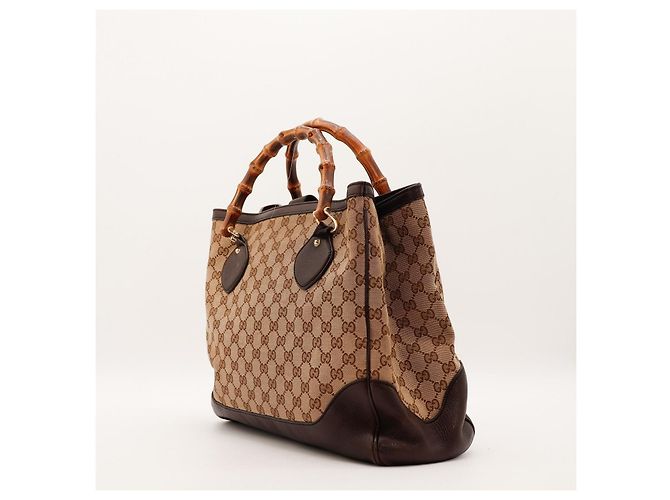 Bolsa Tote Gucci Bamboo Shopper Marrom Monograma - vista 2