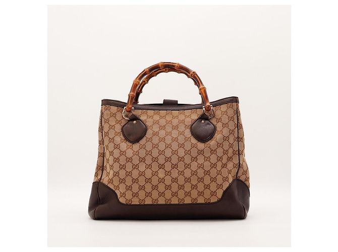 Bolsa Tote Gucci Bamboo Shopper Marrom Monograma - vista 3