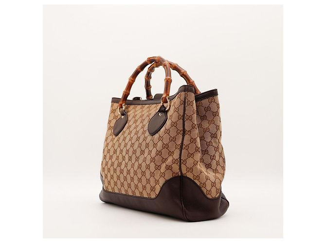 Bolsa Tote Gucci Bamboo Shopper Marrom Monograma - vista 4