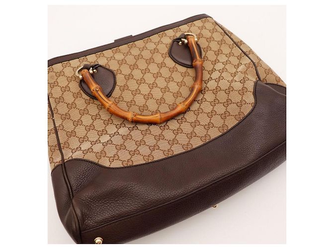 Bolsa Tote Gucci Bamboo Shopper Marrom Monograma - vista 6
