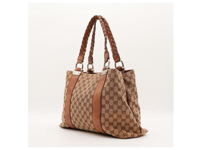 Bolsa Tote Gucci Monogram Canvas Bamboo Marrom Monograma - vista 2