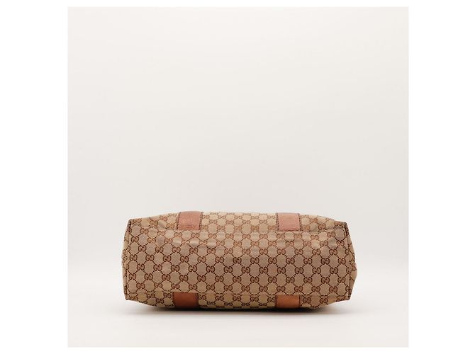 Bolsa Tote Gucci Monogram Canvas Bamboo Marrom Monograma - vista 5