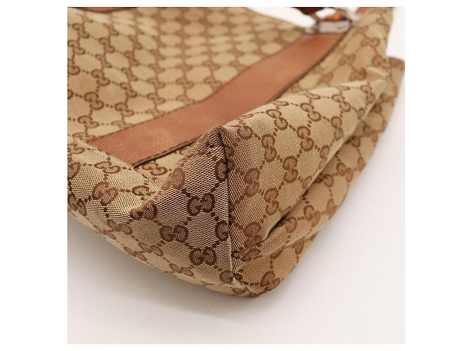 Bolsa Tote Gucci Monogram Canvas Bamboo Marrom Monograma - vista 9