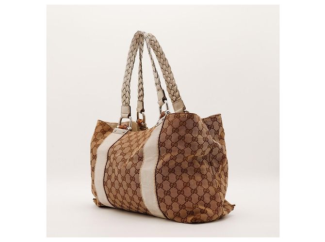 Borsa Tote in tela monogram Gucci Marrone Beige - vista 2
