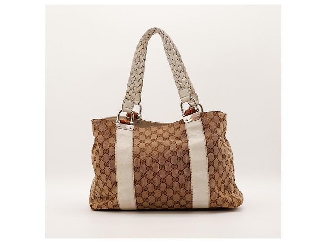 Borsa Tote in tela monogram Gucci Marrone Beige - vista 3