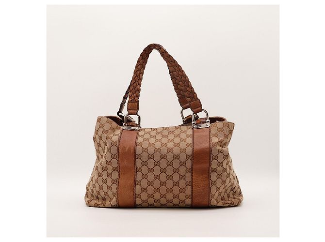Bamboo Borsa Tote in tela monogrammata e pelle Gucci Marrone Beige - vista 3