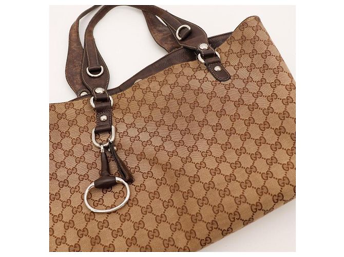 Gucci Monogram Canvas Tote Bag Braun Beige - Ansicht 6