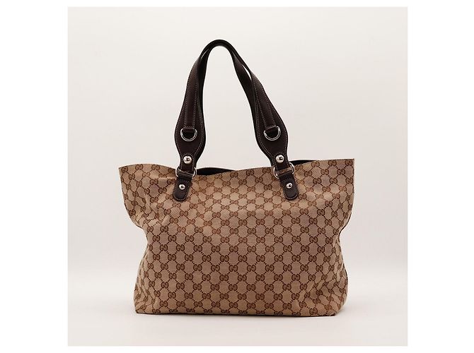 Borsa Tote in tela monogram Gucci Marrone Beige - vista 3