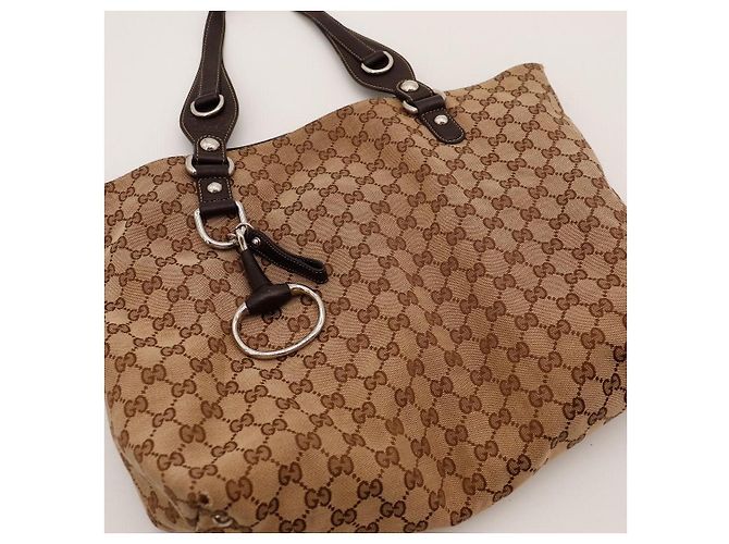 Borsa Tote in tela monogram Gucci Marrone Beige - vista 6