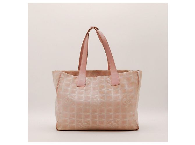 Borsa Tote Chanel in tessuto rosa Beige - vista 3