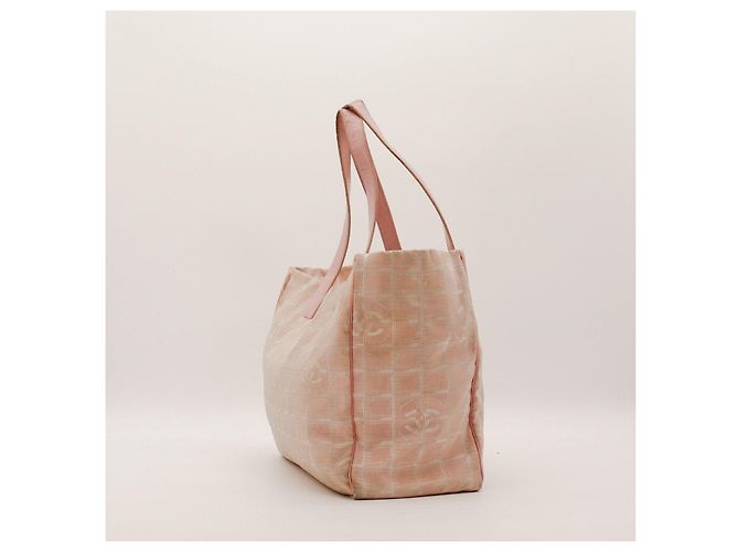 Borsa Tote Chanel in tessuto rosa Beige - vista 4