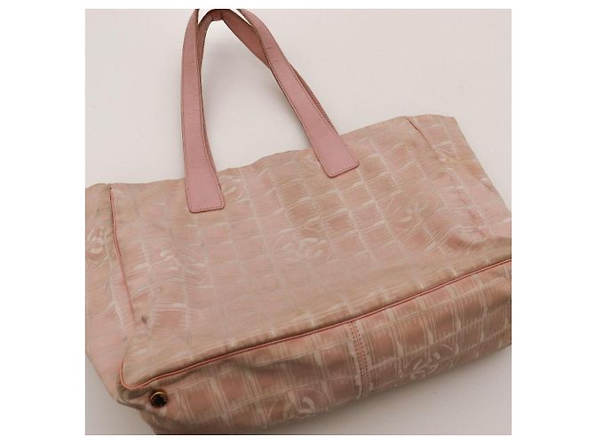 Borsa Tote Chanel in tessuto rosa Beige - vista 6