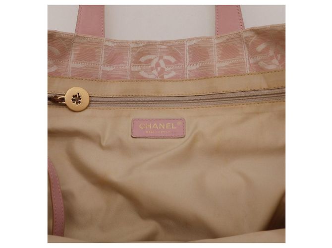 Borsa Tote Chanel in tessuto rosa Beige - vista 7