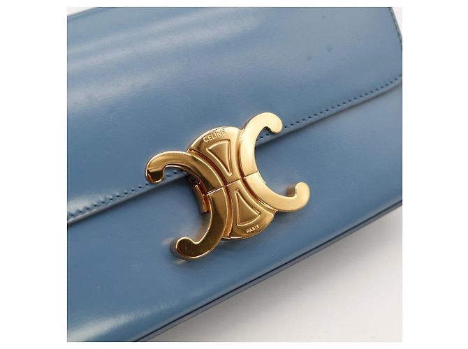 Céline Borsa Triomphe Celine in pelle blu - vista 7