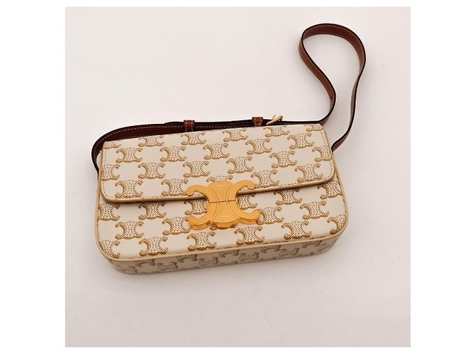 Céline Celine Triomphe Canvas Kleine Tasche Braun Beige - Ansicht 6