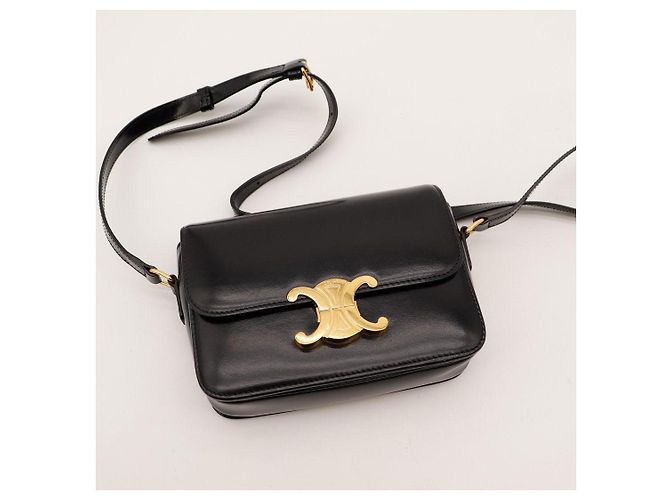 Céline Borsa a tracolla Celine Triomphe in pelle nera Nero - vista 6
