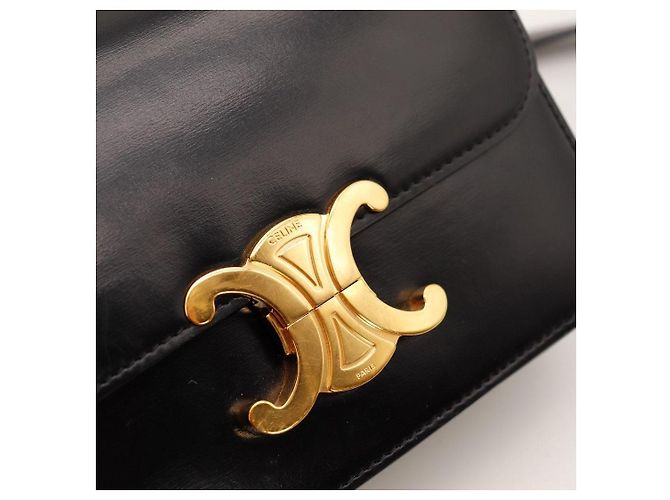 Céline Borsa a tracolla Celine Triomphe in pelle nera Nero - vista 7
