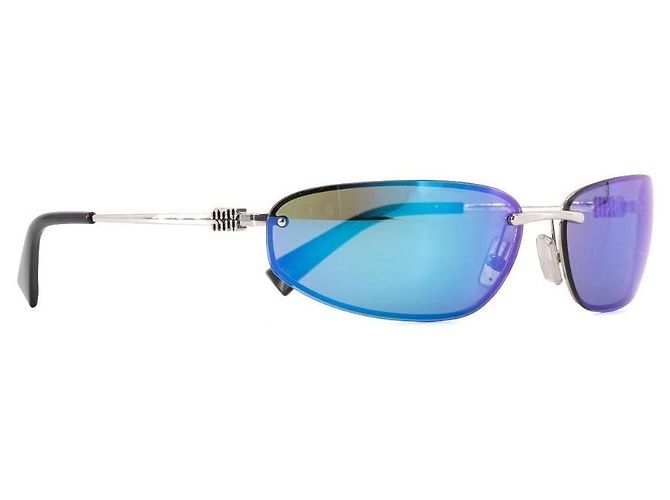 Miu Miu Sonnenbrille mit Metallrahmen Blau Metallisch - Ansicht 2