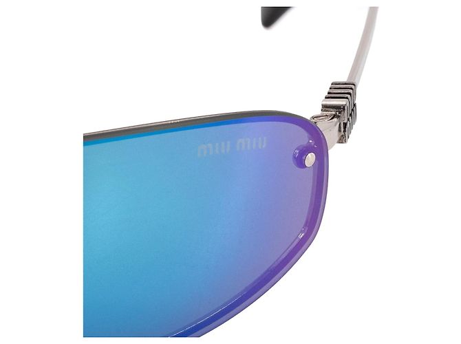 Miu Miu Sonnenbrille mit Metallrahmen Blau Metallisch - Ansicht 4