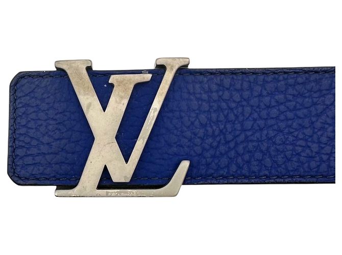 Louis Vuitton Blaue Ledergürtelschnalle mit LV-Initialen-Logo Größe 90 - Ansicht 2