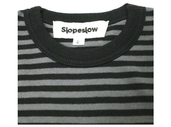 Autre Marque Camiseta de punto de algodón a rayas Slopeslow Negro Gris - vista 5